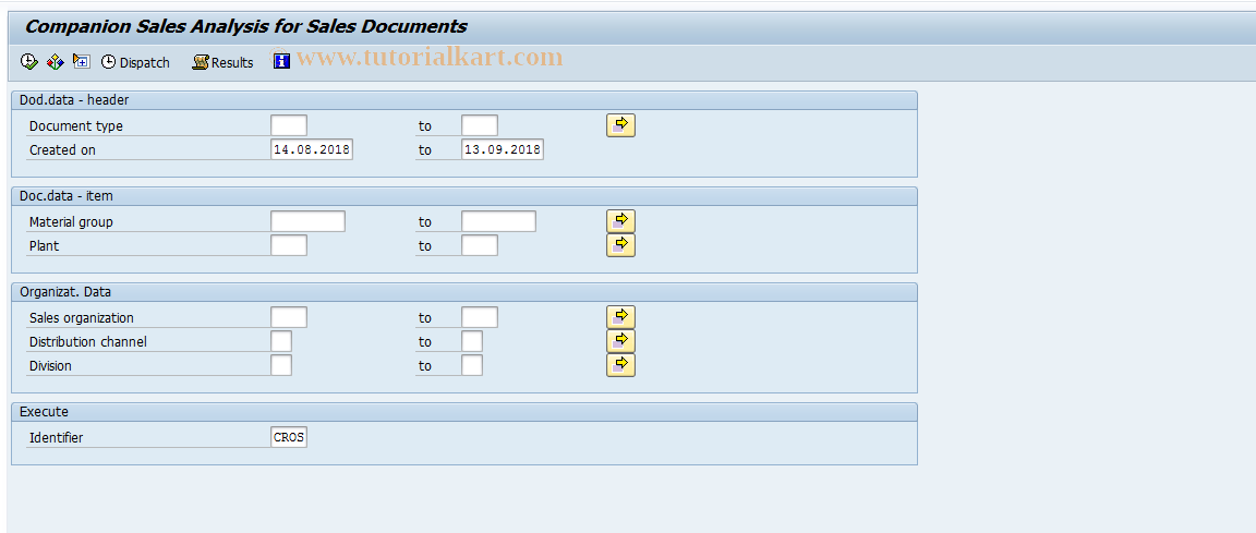 SAP TCode SDVK - Purchase Analysis Sales Documents