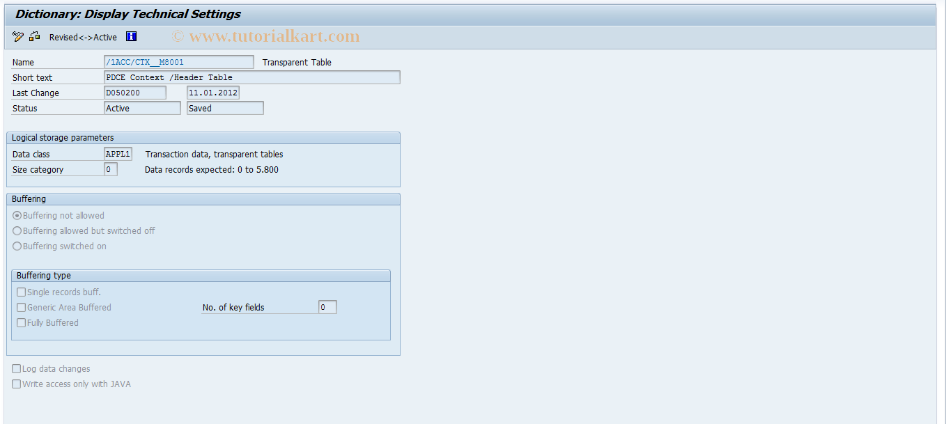 SAP TCode SE13 - Maintain Technical Settings (Tables)