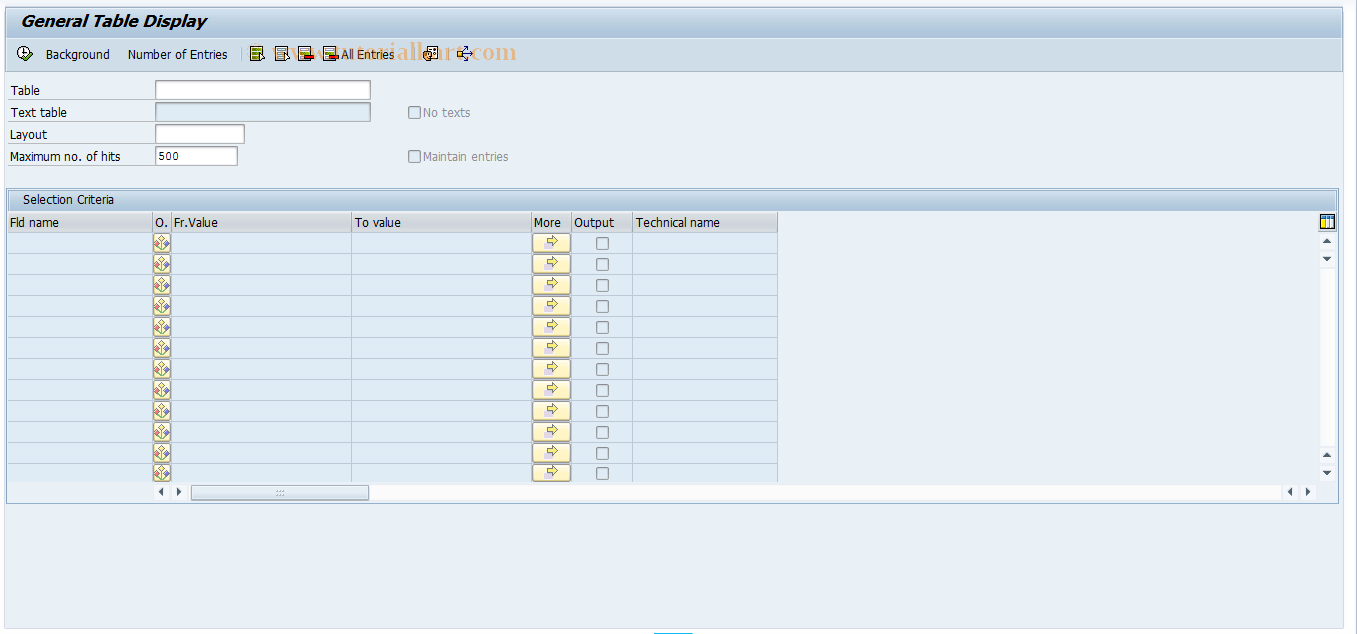 SAP TCode SE16N - General Table Display