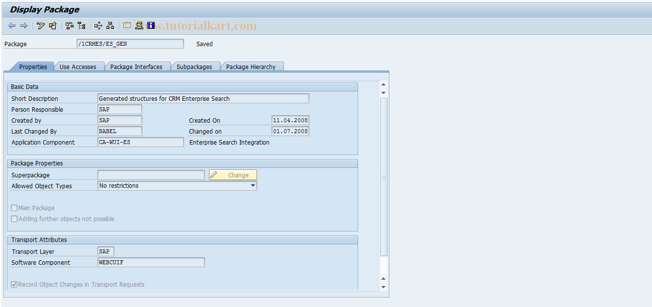 SAP TCode SE21 - Package Builder