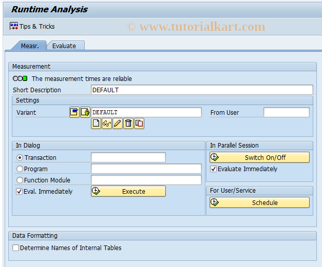 SAP TCode SE30 - ABAP Objects Runtime Analysis