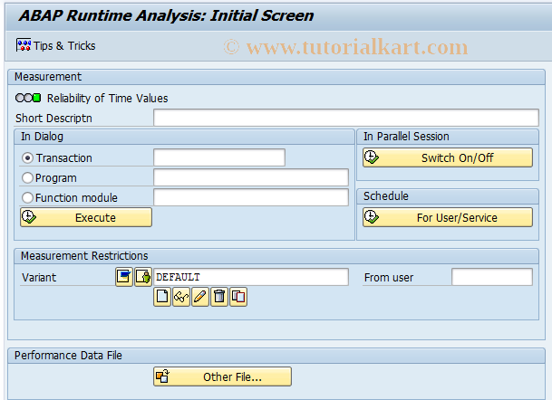 SAP TCode SE30_OLD - ABAP Objects Runtime Analysis