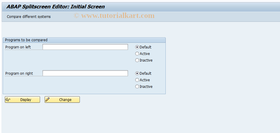 SAP TCode SE39O - Splitscreen Editor: Program Compare