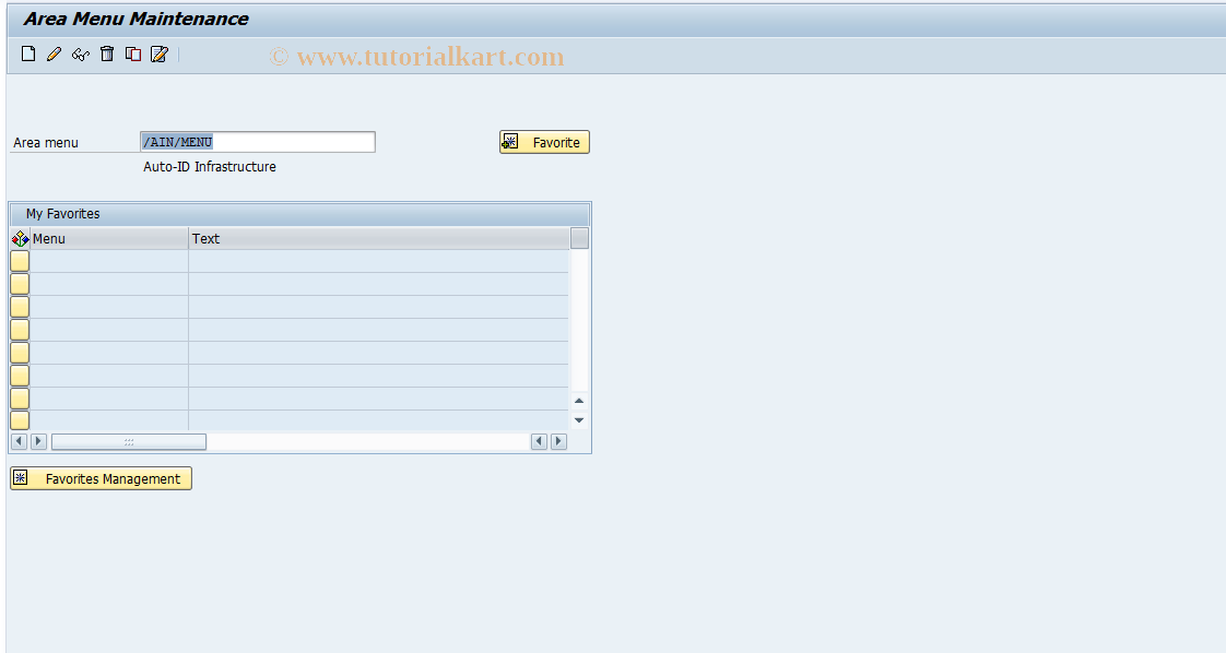 SAP TCode SE43N - Maintain Area Menu