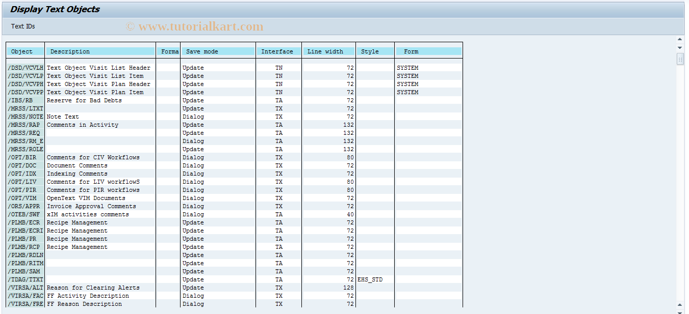 SAP TCode SE75 - SAPscript Settings