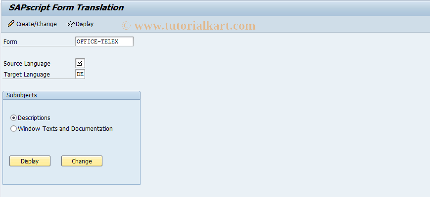 SAP TCode SE76 - SAPscript: Form Translation