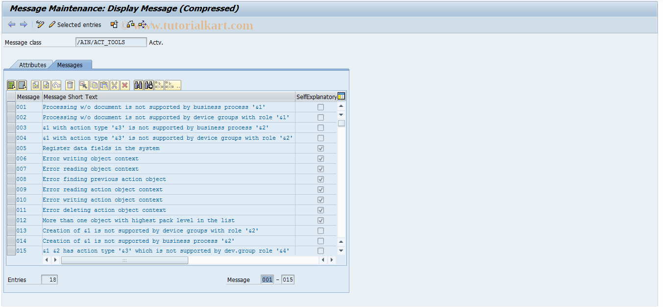 SAP TCode SE91 - Message Maintenance