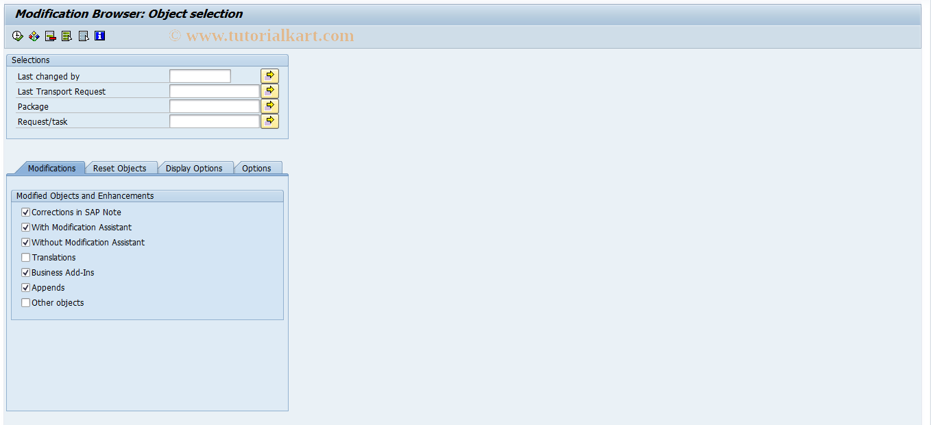 SAP TCode SE95 - Modification Browser