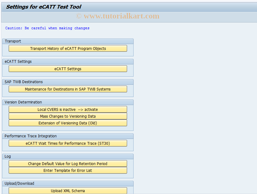 SAP TCode SECATT_UTIL - eCATT Utilities