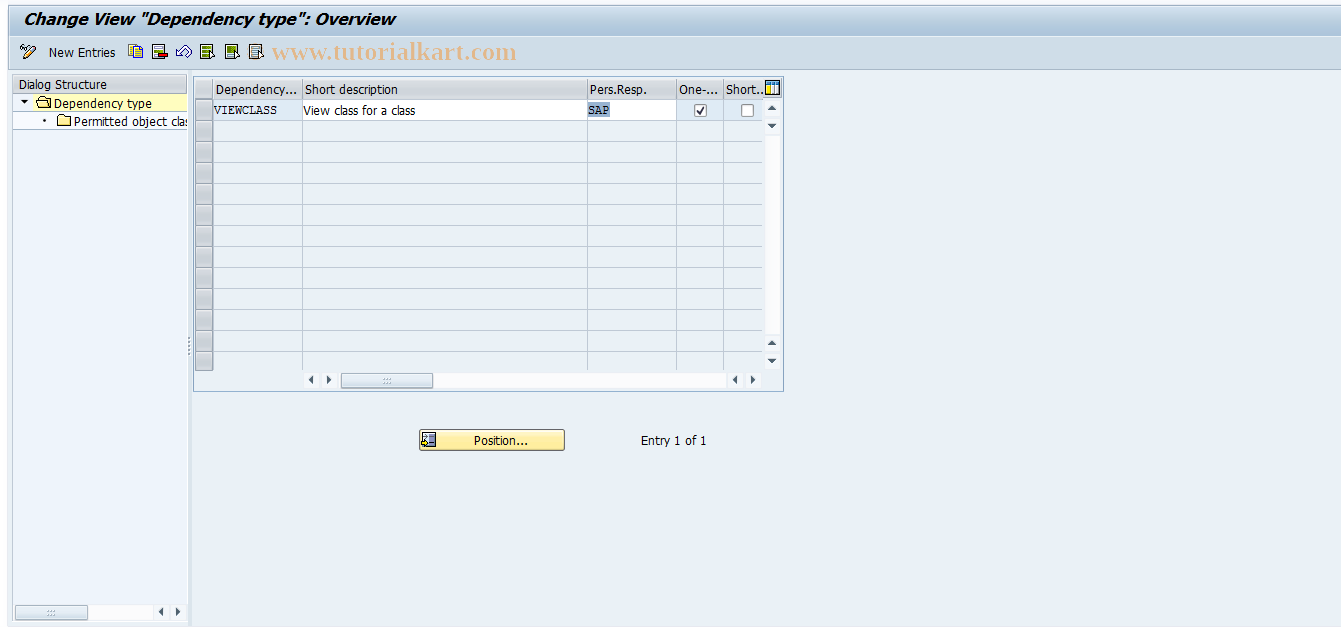 SAP TCode SEU_DEPTYPE - Maintain dependency types