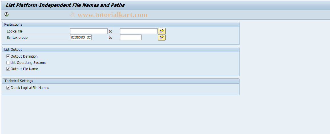 SAP TCode SF07 - File Name Analysis