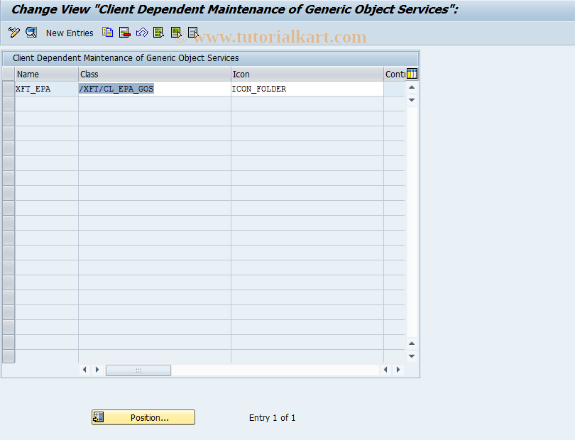 SAP TCode SGOS - Customizing Generic Object Services