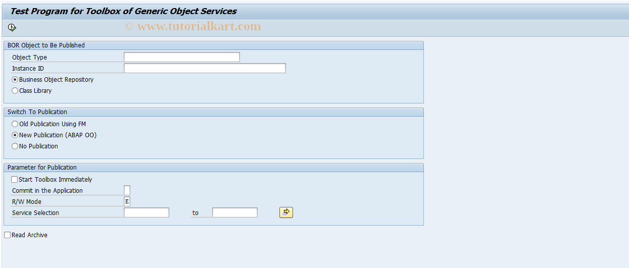 SAP TCode SGOSTEST - Test Tool Generic Object Services