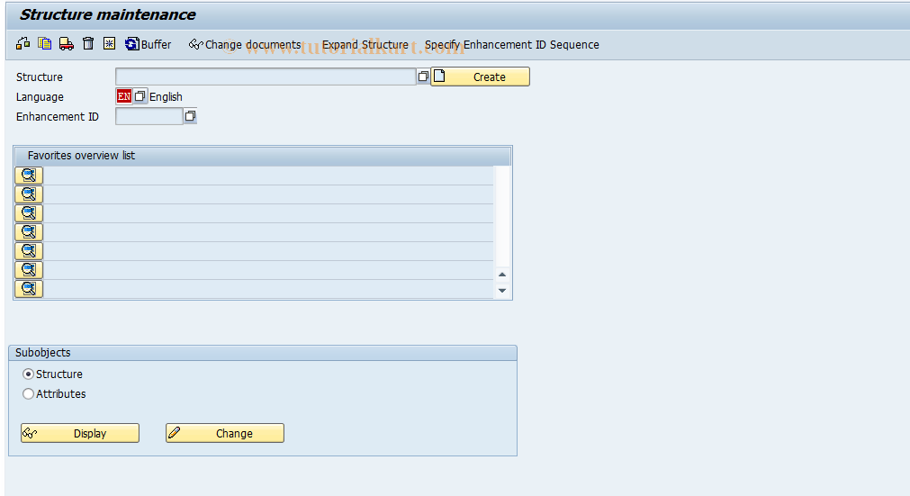 SAP TCode SHI3 - Structure maintenance