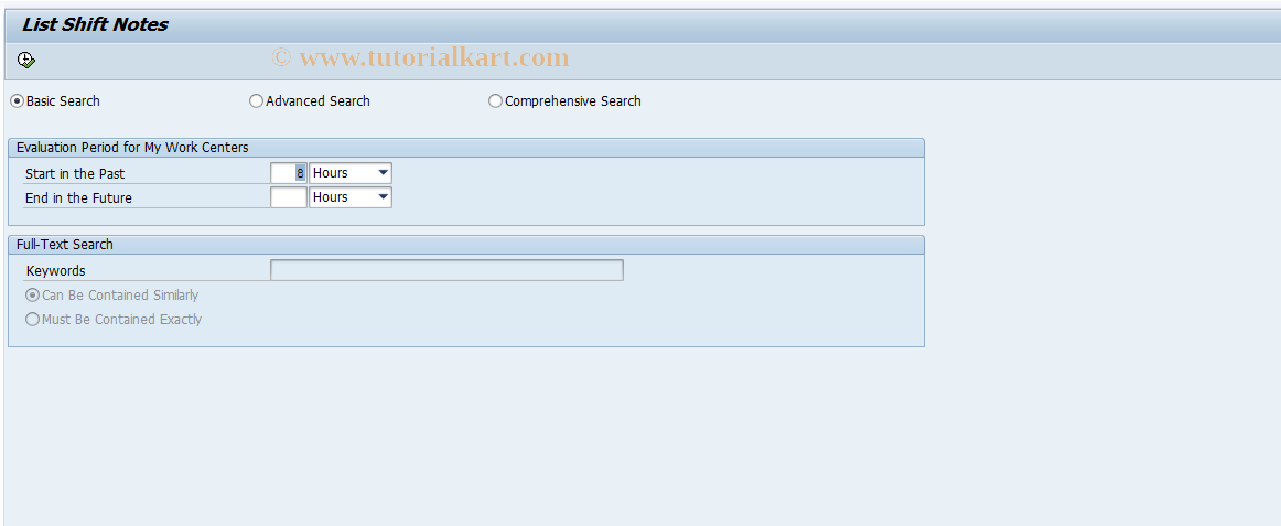 SAP TCode SHN4 - List Shift Notes