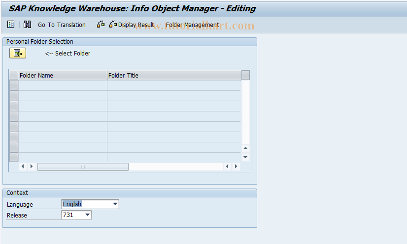 SAP TCode SI85 - Knowledge Warehouse (General)