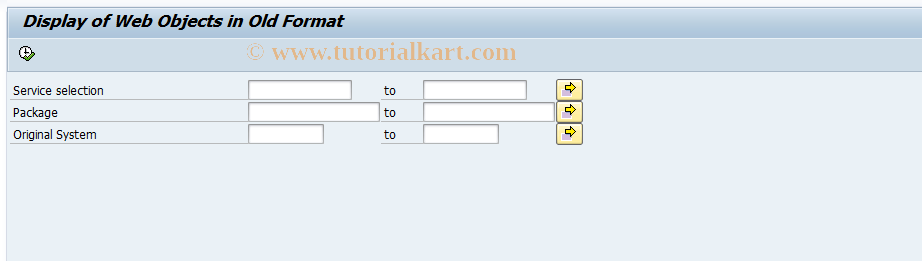 SAP TCode SIAC1 - Display Web Objects (Old Format)