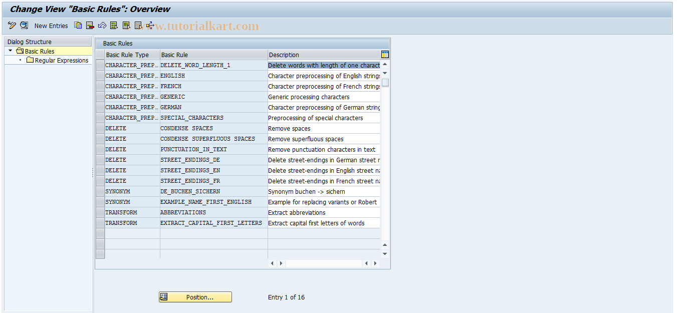 SAP TCode SIC_NORM_REGEX_CFG_M - Maintain Configuration of REGEX