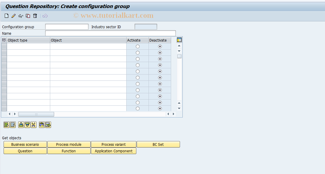 SAP TCode SKNF_SINGLE - Maintain Configuration Groups
