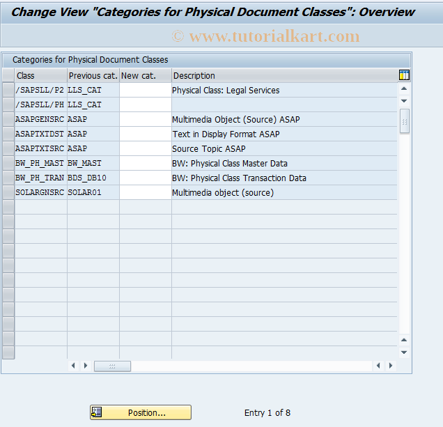 SAP TCode SKPR08 - Category for Document Class