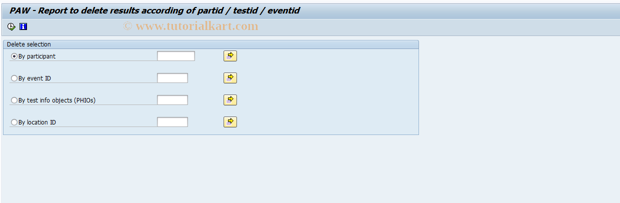 SAP TCode SL104 - PAW - Deleting Results