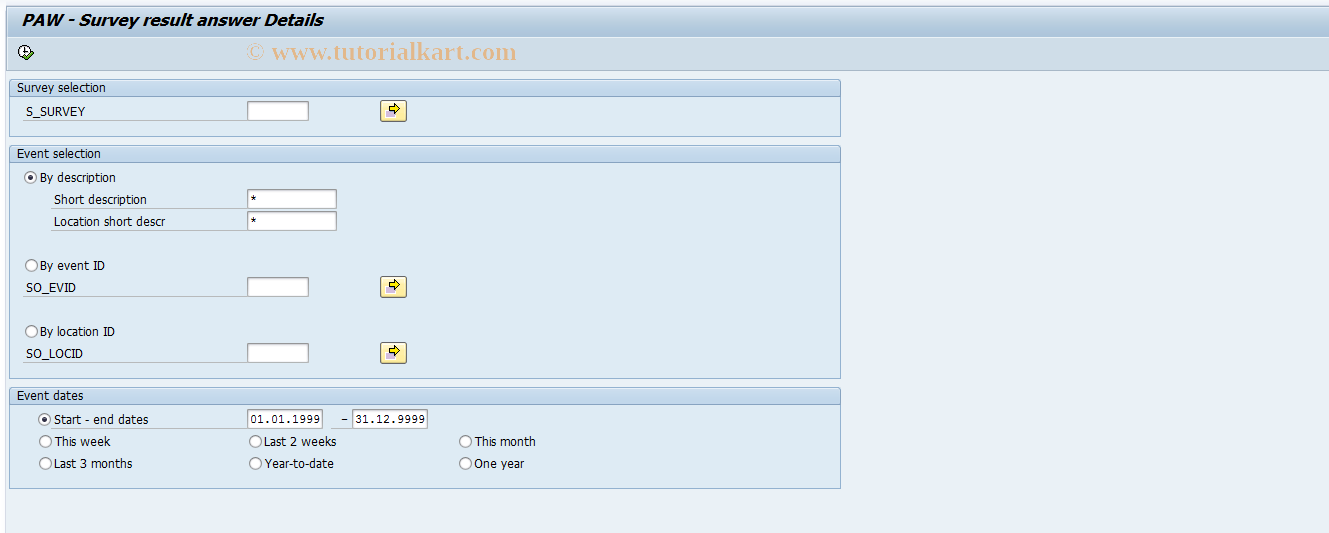 SAP TCode SL12 - PAW - Survey result answer details