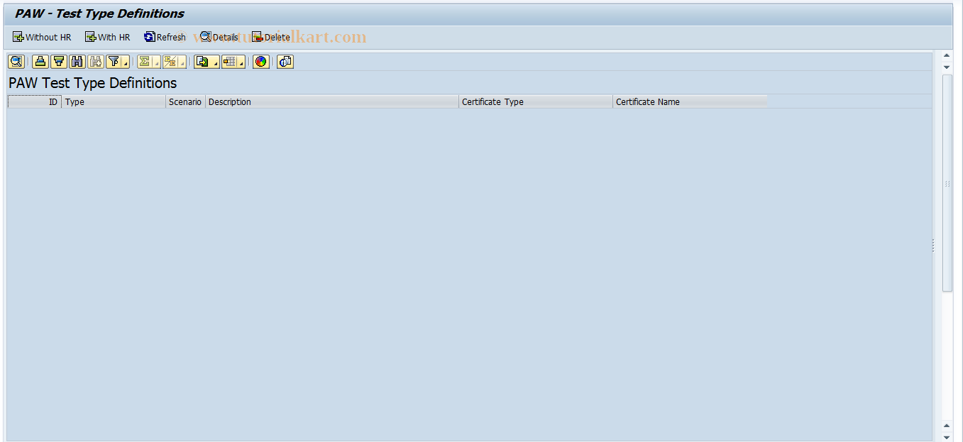 SAP TCode SL31 - PAW - Test type definitions