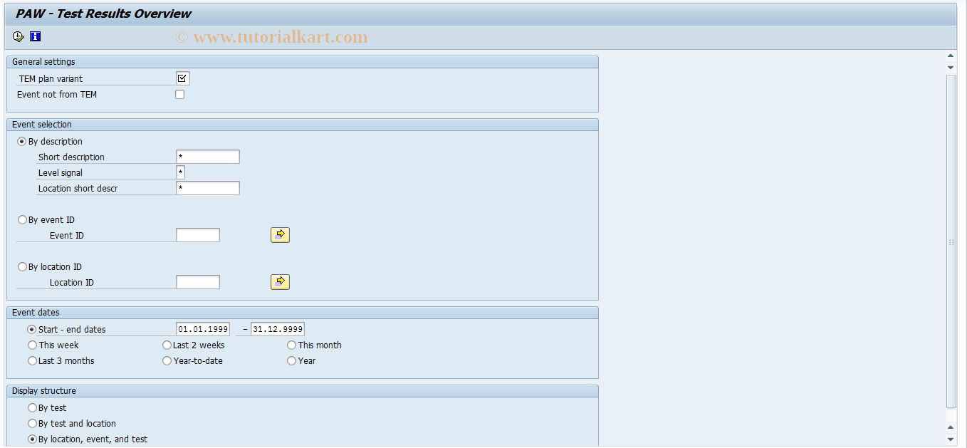 SAP TCode SL60 - PAW - Test Results Overview