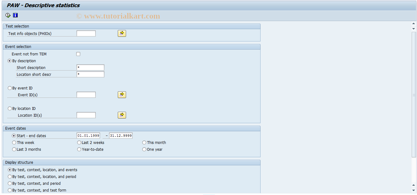 SAP TCode SL64 - PAW - Statistical Evaluations