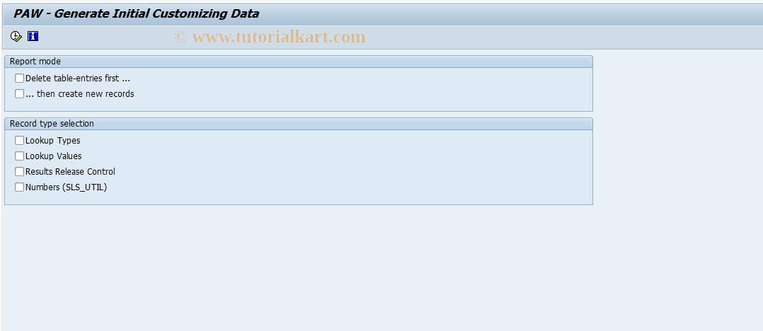 SAP TCode SL71 - PAW - Initial Data Generator
