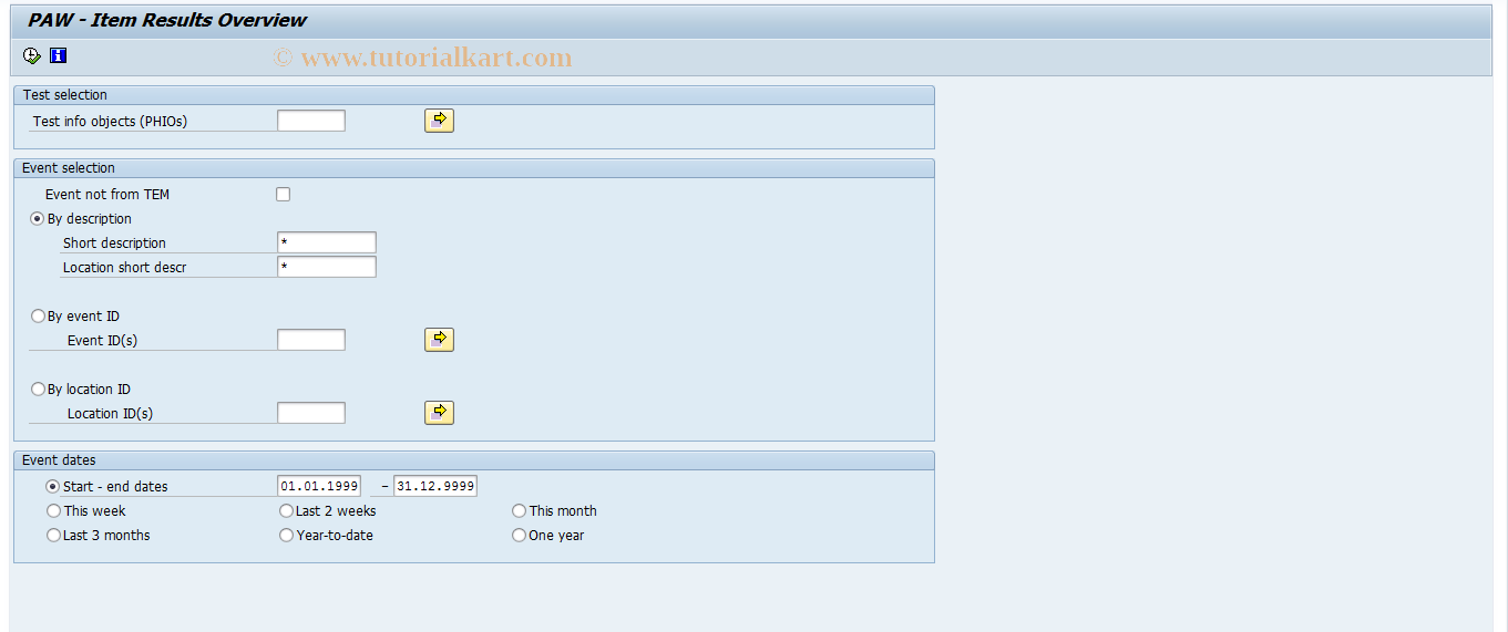 SAP TCode SL75 - PAW - Item Results Overview