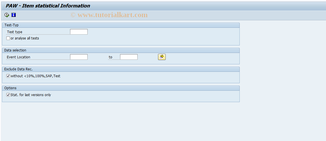 SAP TCode SL80 - PAW - Item Statistics