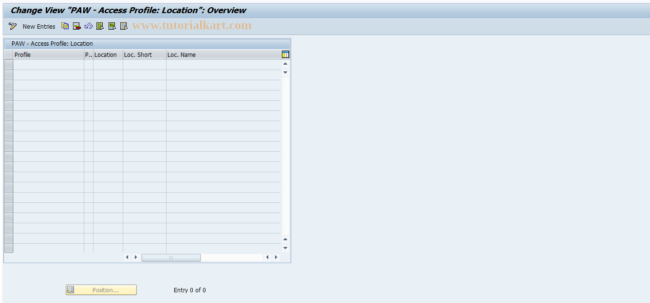 SAP TCode SL91 - PAW - Maintain location profile