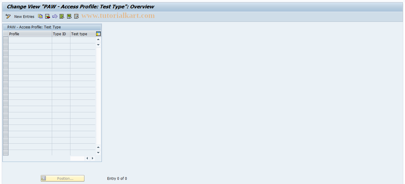 SAP TCode SL92 - PAW - Maintain test type profil