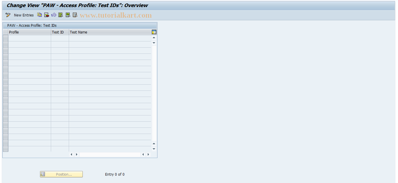 SAP TCode SL94 - PAW - Maintain test IO profile