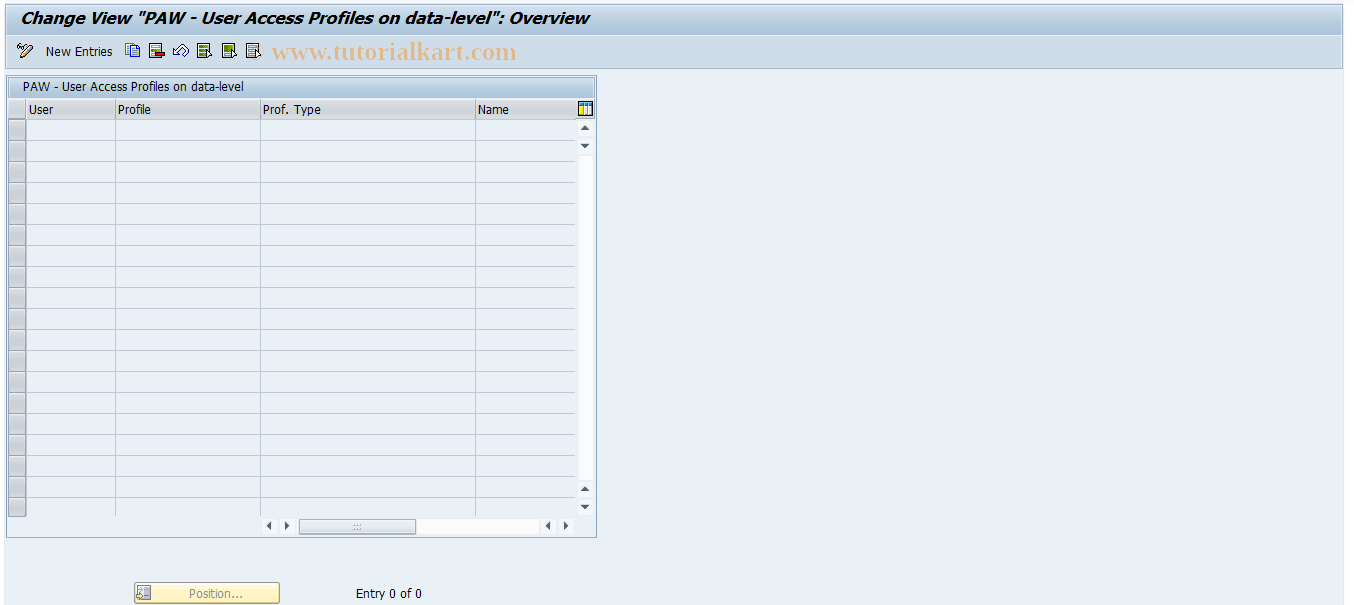 SAP TCode SL95 - PAW - Maintain User Profiles