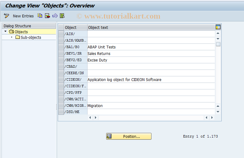 SAP TCode SLG0 - Application Log: Object Maintenance