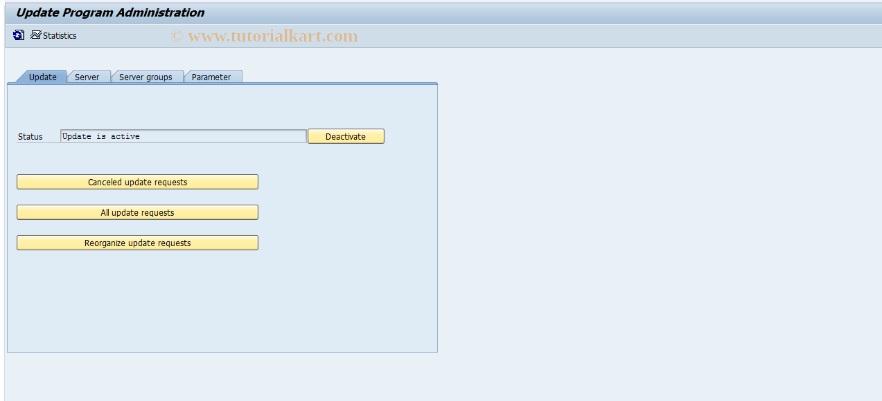 SAP TCode SM14 - Update Program Administration