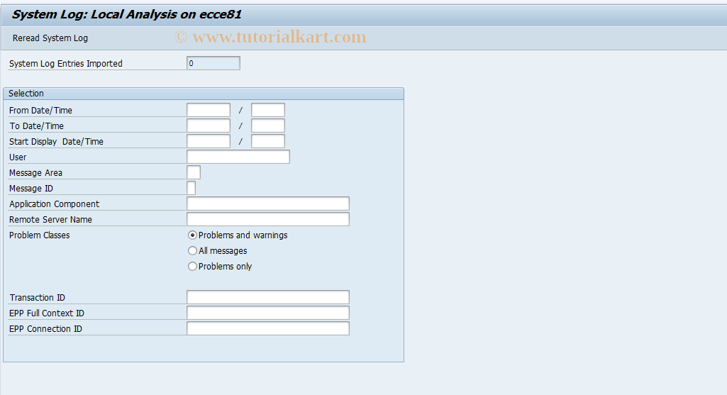 SAP TCode SM21_E2E - Syslog Analysis Using E2E