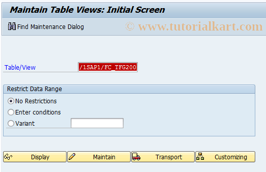 SAP TCode SM30 - Call View Maintenance