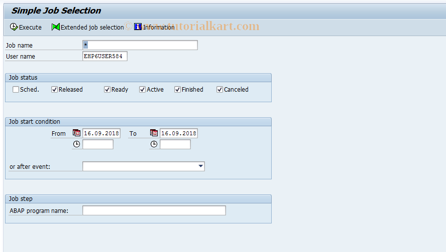 SAP TCode SM37B - Simple version of job selection