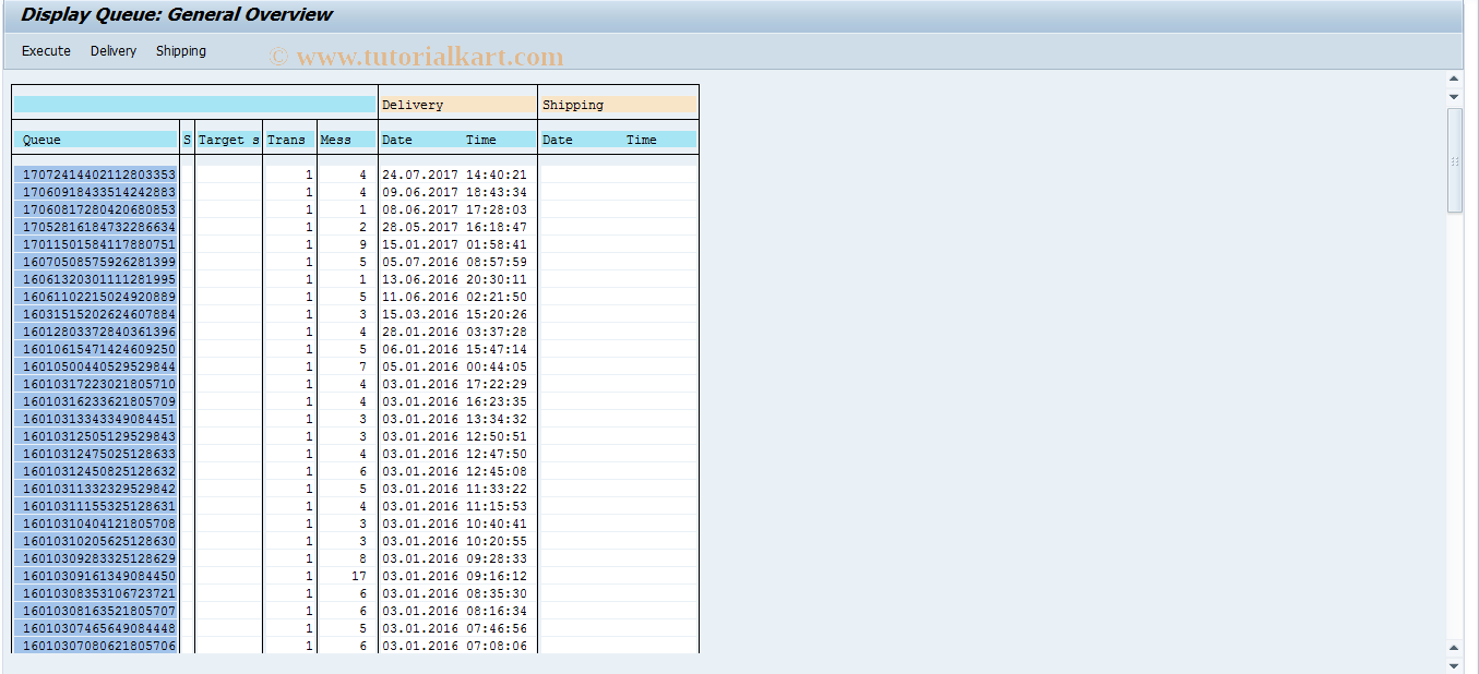 SAP TCode SM38 - Queue Maintenance Transaction