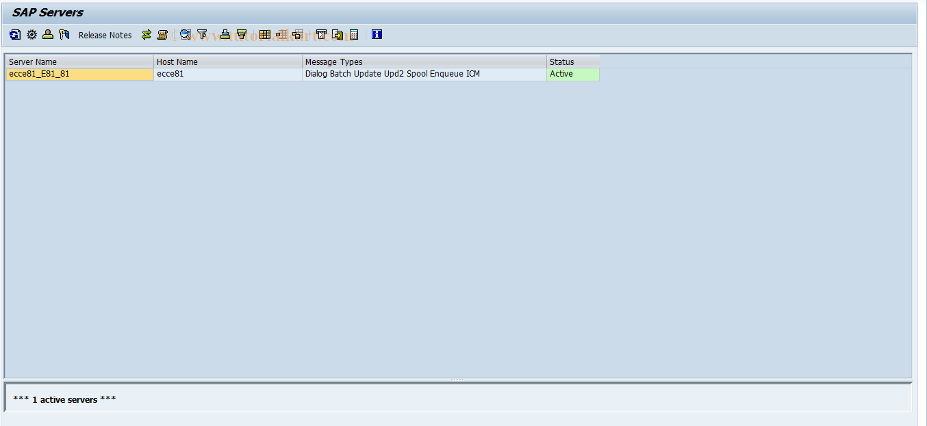 SAP TCode SM51 - Server List