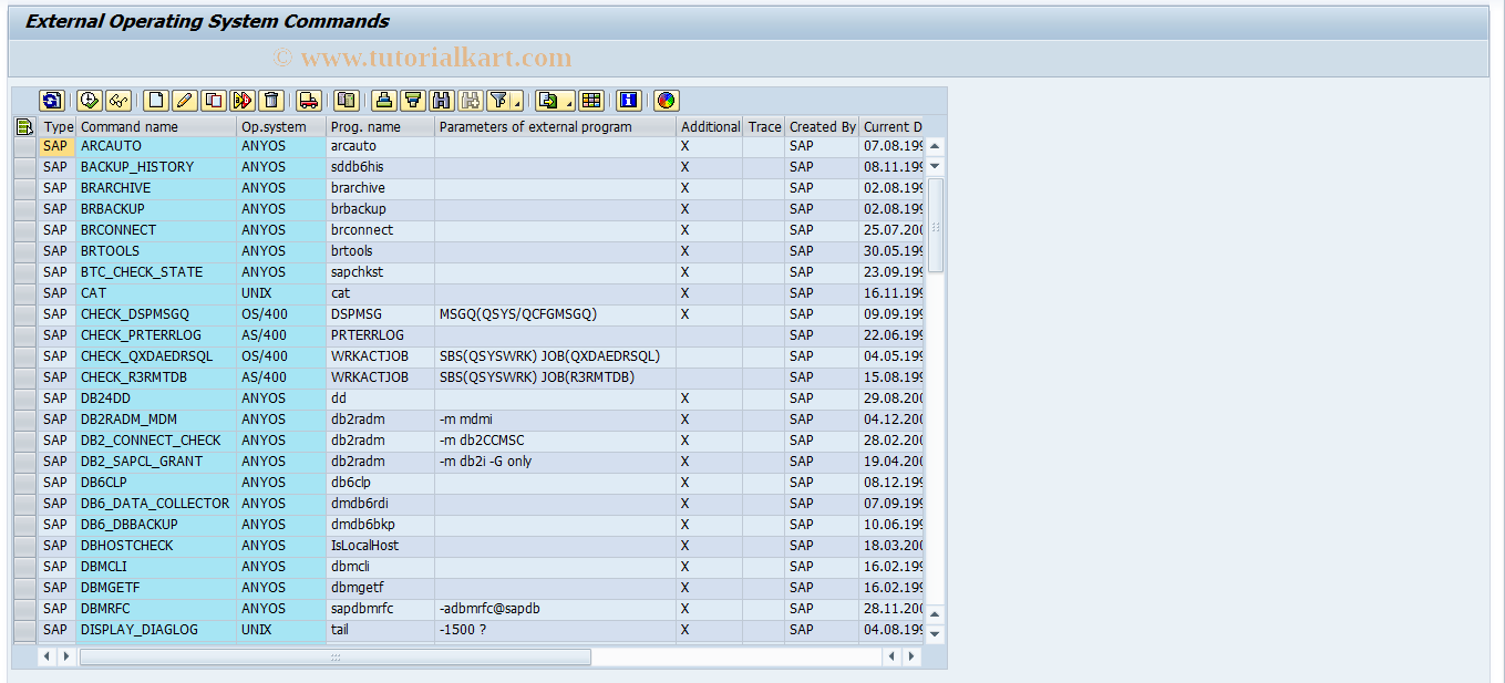 SAP TCode SM69 - Maintain External OS Commands