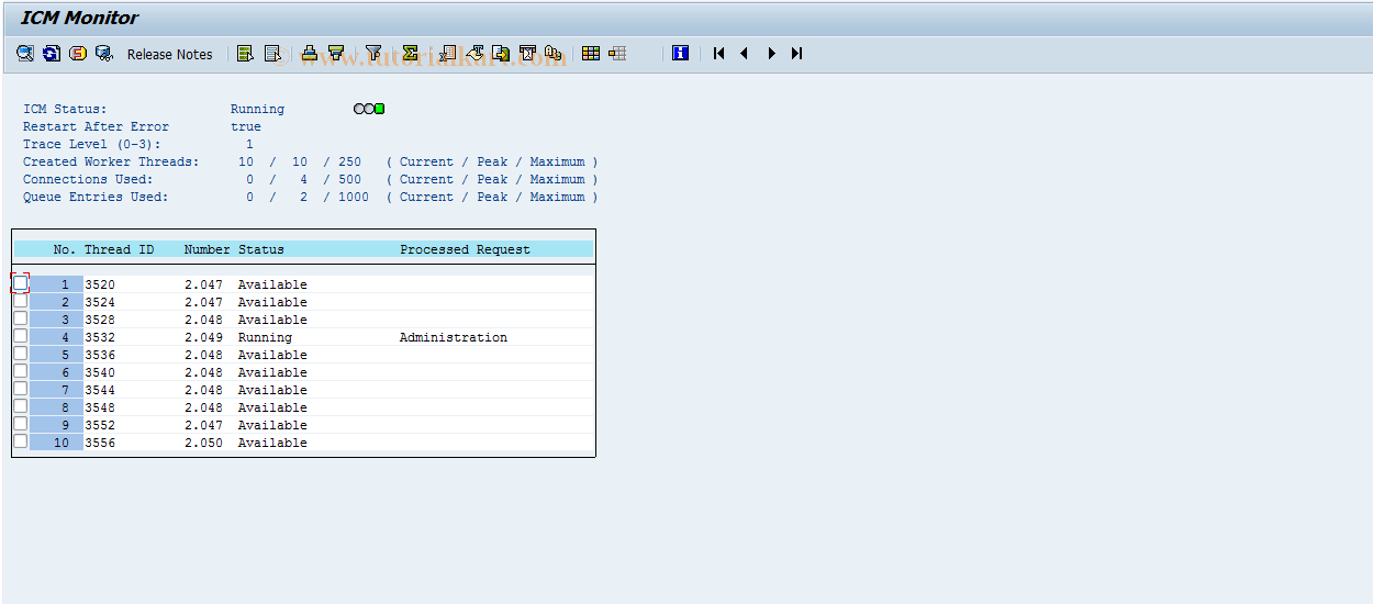 SAP TCode SMICM - ICM Monitor