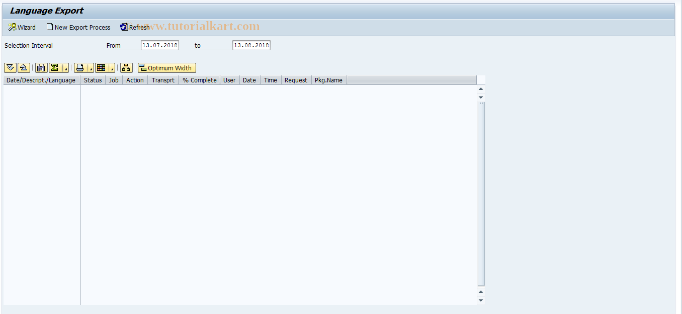 SAP TCode SMLT_EX - Language Export