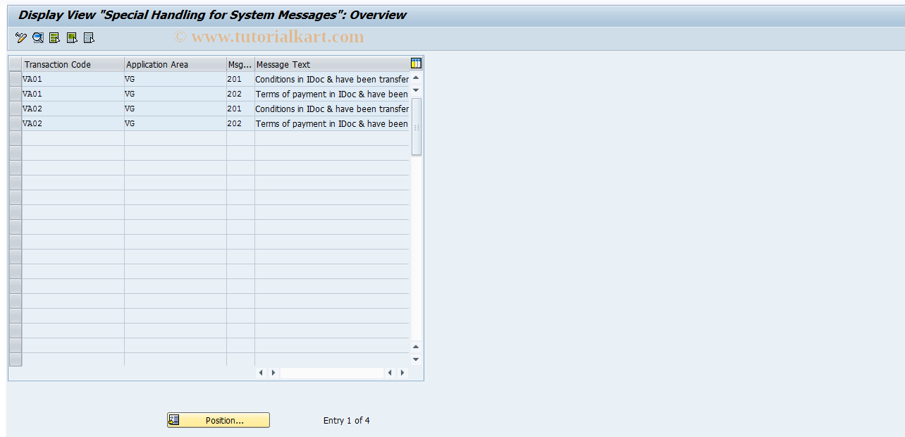 SAP TCode SMME - Output control Message Block Table