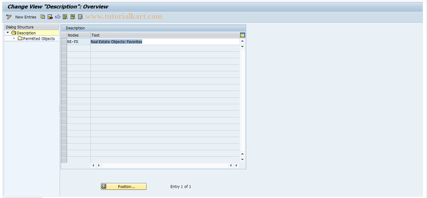 SAP TCode SMY1 - Maintenance of nodes for MyObjects