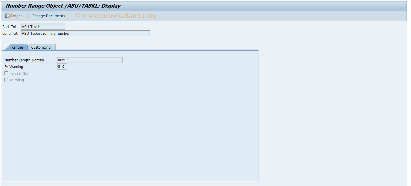 SAP TCode SNRO - Number Range Objects