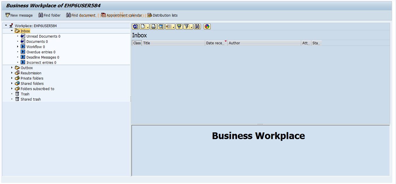 SAP TCode SO01 - SAPoffice: Inbox